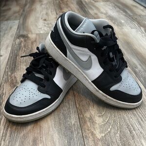 Nike Air Jordan 1 Low White, Black and Gray Sneakers Size 6Y
